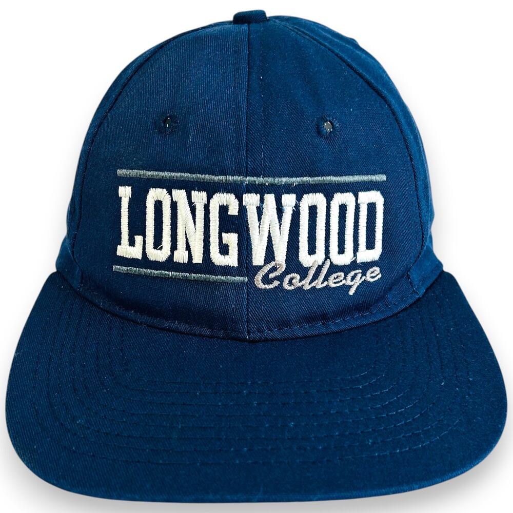 Vintage Longwood College Strapback Hat Blue Cotton Lancers University Square
